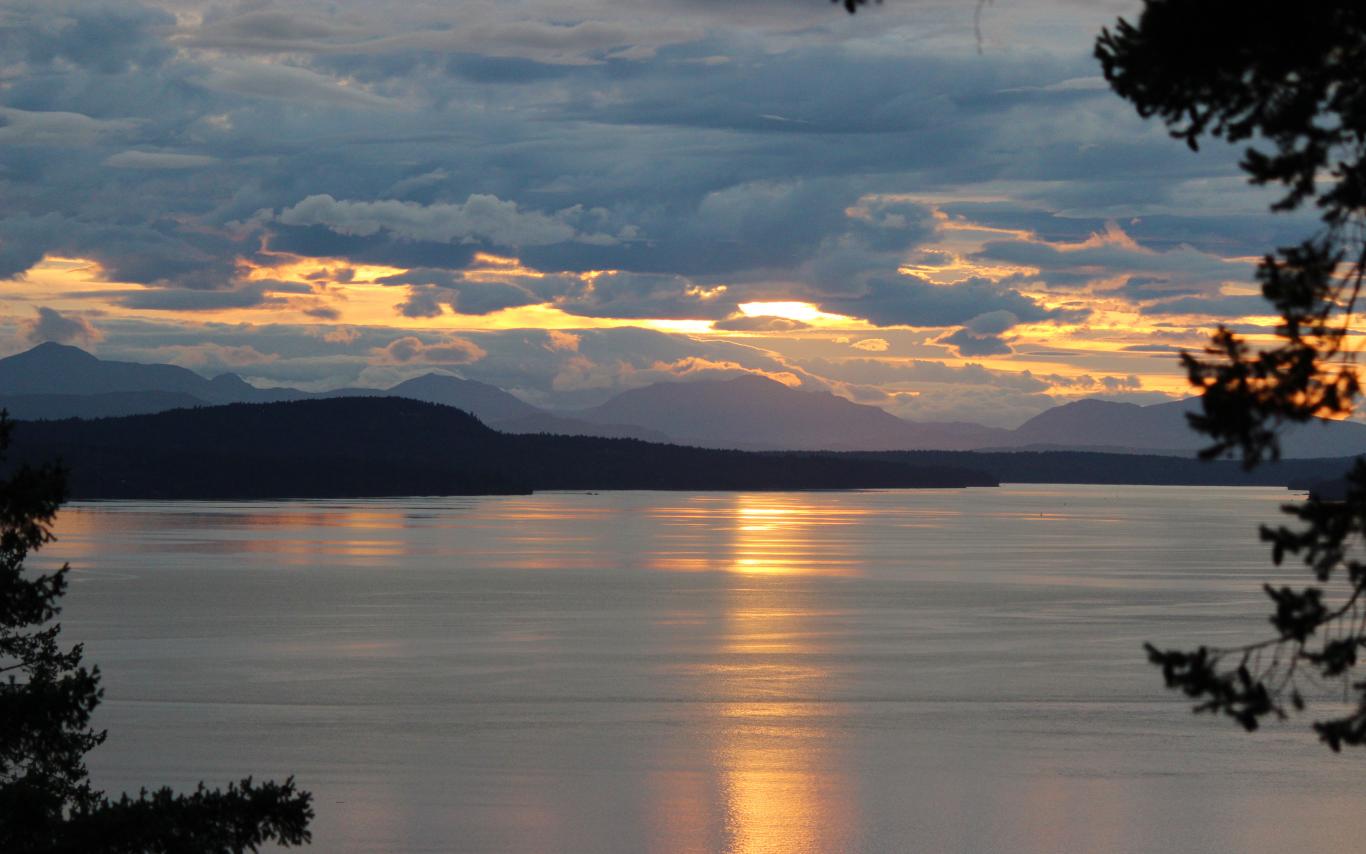 Sunset over the ocean. 